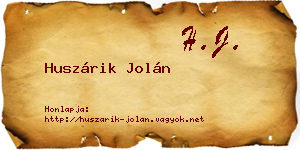 Huszárik Jolán névjegykártya